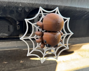 Cubierta de enganche de remolque 3D con una araña moviéndose en una telaraña