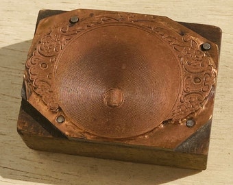 Ornamental Light Fixture or Sink Bowl, door knob? Bell Letterpress Printers Block, Advertising plate, copper engraving plate