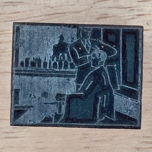BARBER SHOP Vintage Letterpress Printers Block, Portrait plate beauty, antique hair salon, hair dresser gift, hair stylist