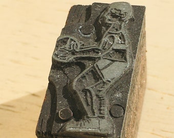 BASKETBALL PLAYER Vintage Letterpress Printing Block, halftone engraving sports boy, athletics cut, athlete sporting goods