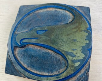 ATLANTA HAWKS Basketball Mascot Logo Vintage Letterpress Printing Block, Copper engraving, athletics cut, sporting goods gift, Georgia nba