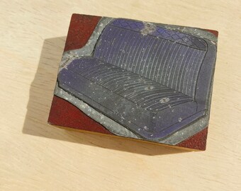 CARRIAGE SEAT Victorian cushions, antique car seat, printing Block, Vintage Letterpress plate, metal halftone engraving