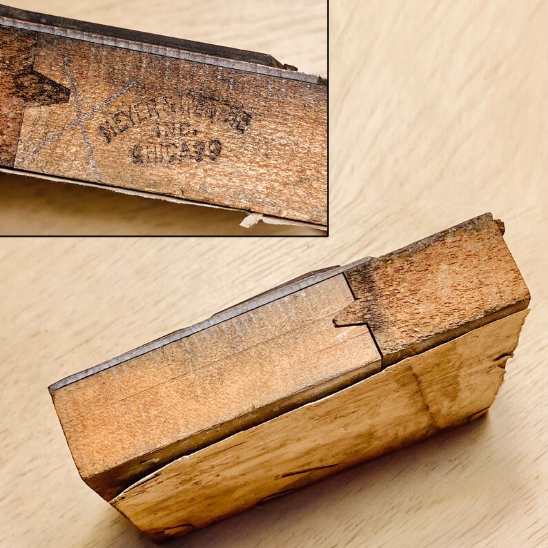 May include: A wooden box with a label that reads "Meyer & Son, Inc. Chicago". The box is made of light brown wood and has a dark brown stain on the top.