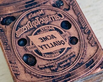 CARRIAGE TOP DRESSING Vintage Letterpress Printing Block, Copper engraving leather dye polish, antique advertising, Neal's, horse tack
