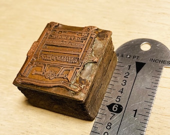 DEFENDER CLAMP Printing Block, Vintage Letterpress plate antique hardware, Copper Engraving Printers Cut, 1920s copper antique vise