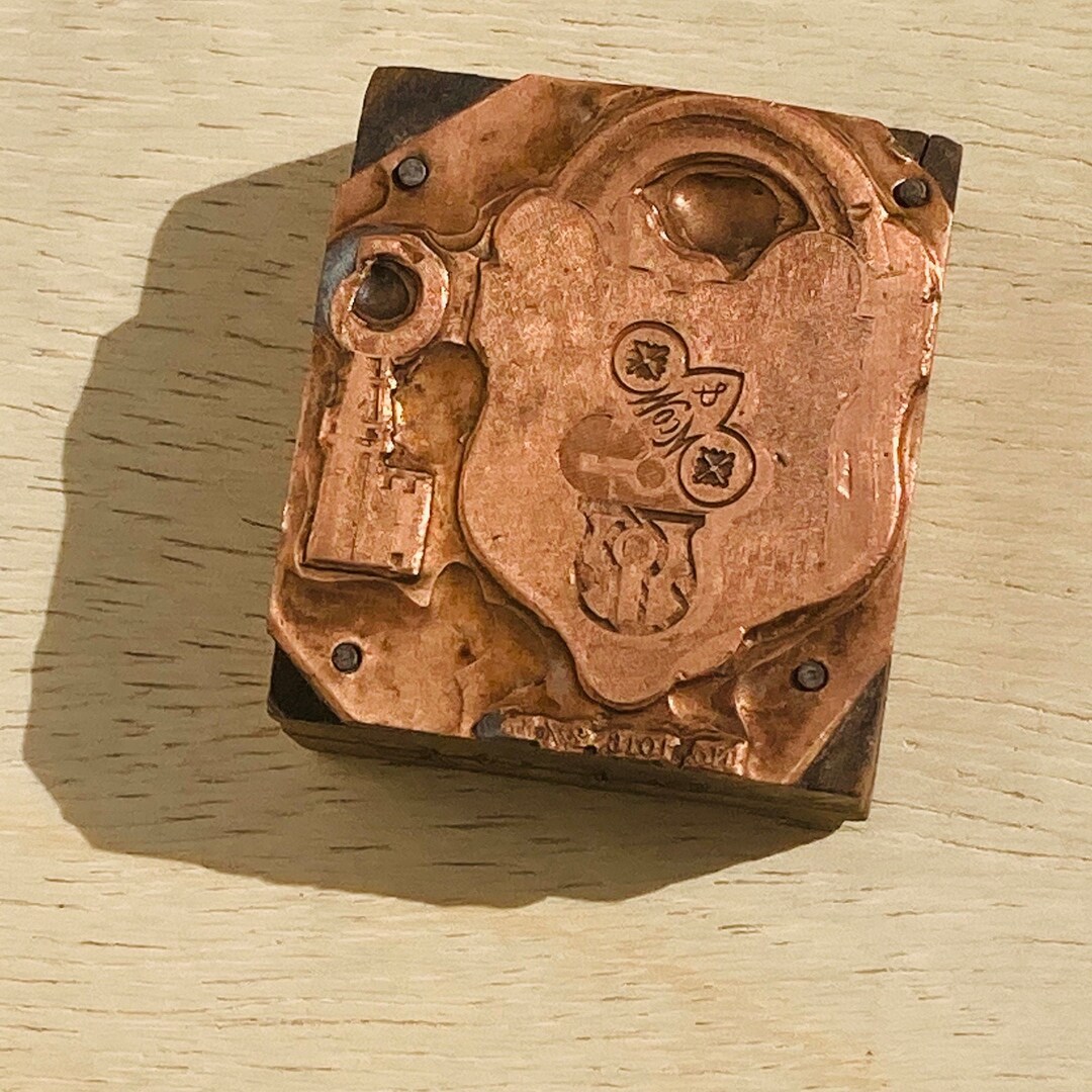 LOCK and KEY Set With Keys Printers Block Vintage Letterpress Etsy