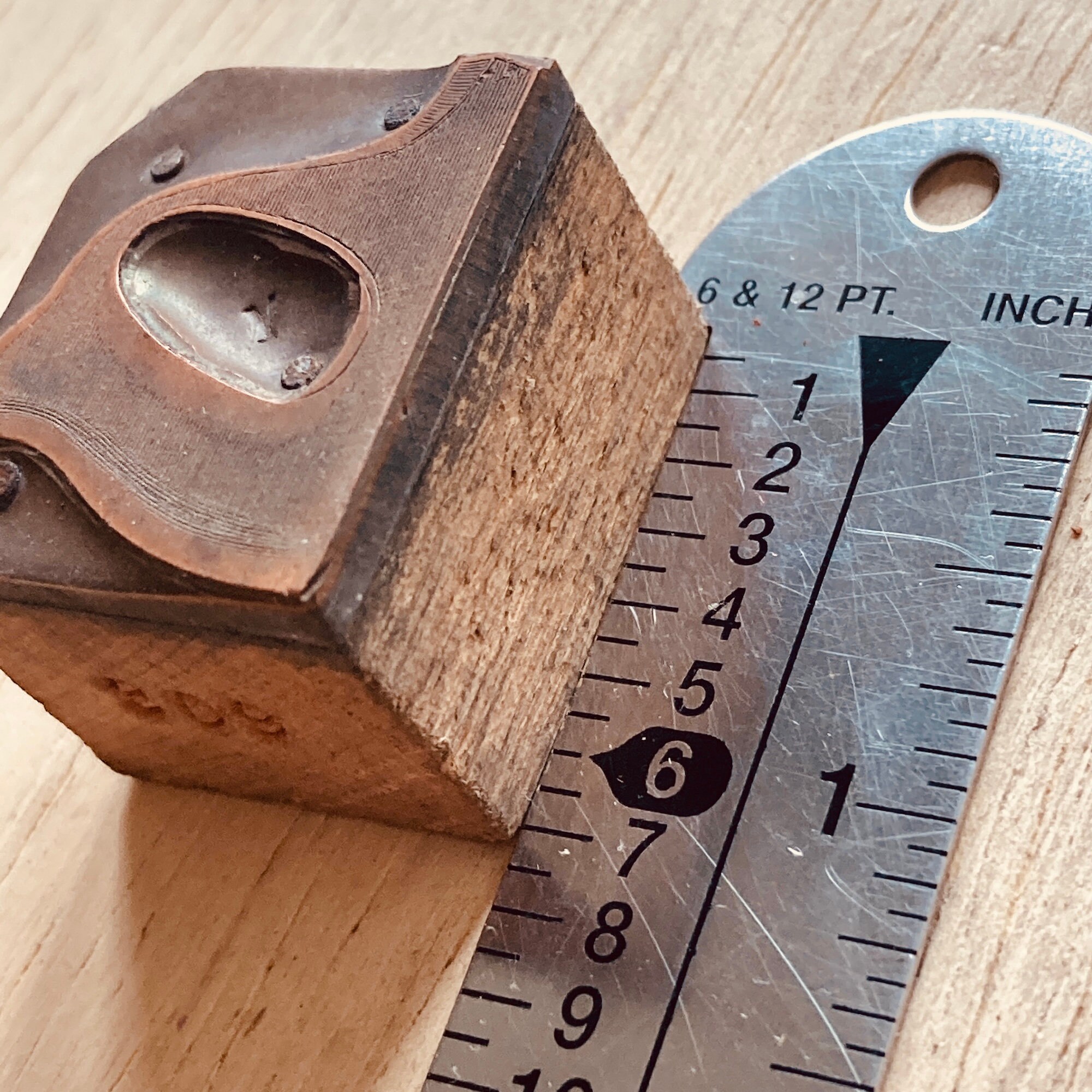 Wooden Saw Handle Hardware Copper Letterpress Printers Block
