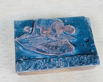 CHECK ENGRAVING machine Vintage Letterpress Printing Block, Copper engraving, antique advertising for money, bank,