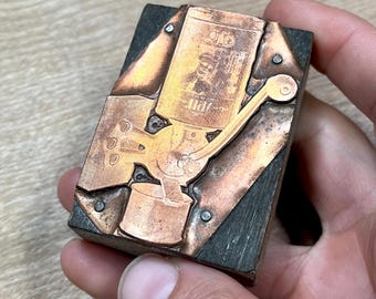 Antique Letterpress Printers Block Flour Mill Machine Metal Engraving, wheat grain milling, nostalgic home baking cook Printing Plate