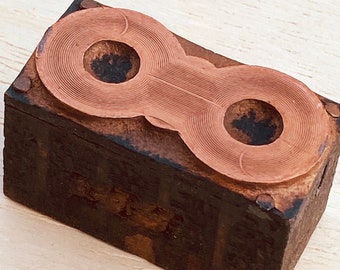 DOUBLE O RING Printing Block, Vintage Letterpress plate antique hardware, Pioneer House, 1920s collectible copper engraving, Canton Ohio