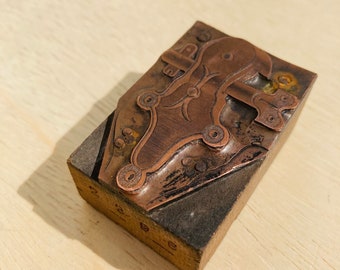 DOOR LATCH Set Printing Block, Vintage Letterpress plate antique home, Victorian design locksmith, copper engraved plate