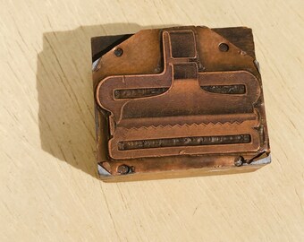 BUCKLE Printing Block, Vintage Letterpress plate antique hardware, Vintage clothing overalls 1920s copper engraving plate horse tack