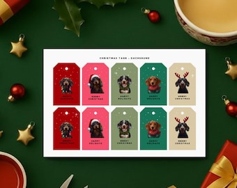 Dachshund Christmas Gift Tags Printable | Dog Xmas Tags | Holiday Gift Tags | Instant Download