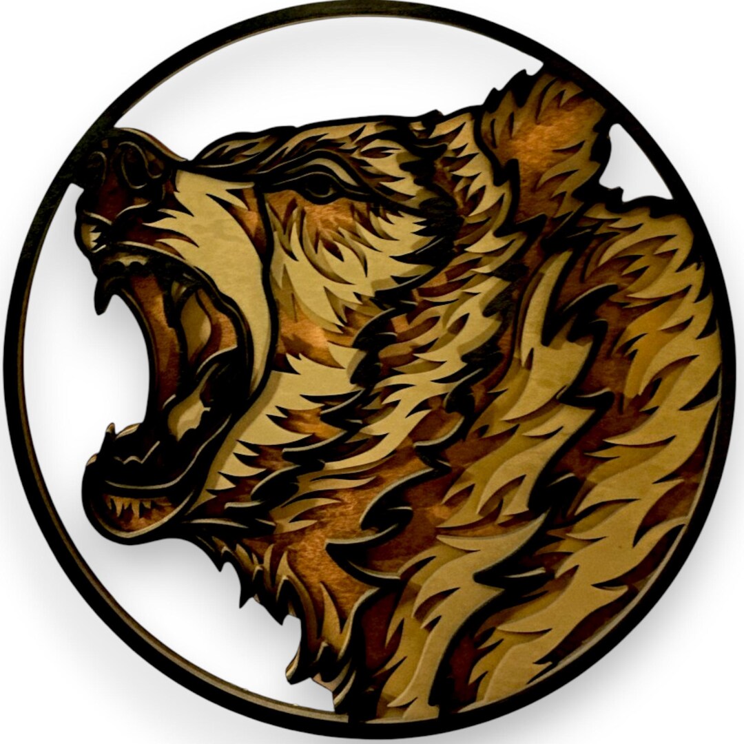 Roaring Bear Wall Decor Rustic Wildlife Art Work - Etsy