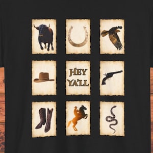Western Symbols Graphic Tee, Vintage Rodeo Cowboy Shirt, Retro Ranch Wear