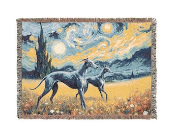 Geweven deken windhonden sterrennacht deken Van Gogh-stijl