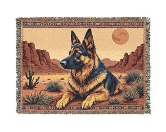 Manta tejida Pastor alemán Paisaje desértico