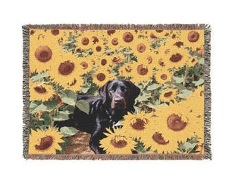 Manta tejida de Labrador negro, decoración de Labrador Retriever