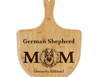 Tabla de pizza de bambú con diseño de pastor alemán / Tabla de cortar con grabado de perro