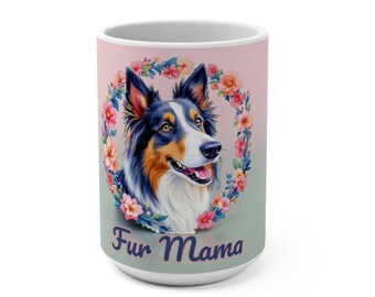 Taza de café Collie Fur MamaFloral de 443 ml