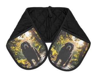 Guantes de cocina dobles con diseño de perro Terranova – Guantes de cocina Gentle Giant para amantes de los perros