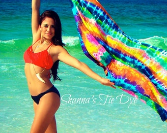 Custom COTTON tie dye beach sarong/cover up Cruise apparel.