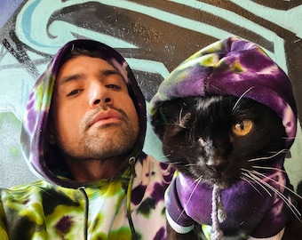 Sweat-shirts à capuche tie-dye assortis pour animal de compagnie et maître, cadeau idéal pour les propriétaires de chiens