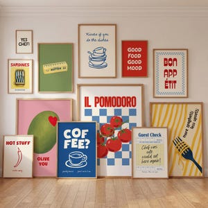 Retro-Küchenwandbild-Set, lustige Küchenbilder, Poster-Set zum Thema Essen, Einzugsgeschenk, farbenfrohe Küchenwanddekoration