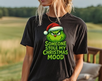 Maglietta natalizia Grinch, maglietta grafica divertente per le feste