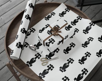 Black and White Formula 1 Car Gift Wrapping Paper