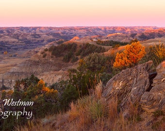 North Dakota badlands at sunrise photography print