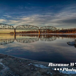 Railroad bridge over Missouri in Bismack photography print