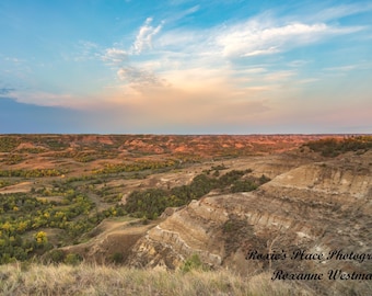North Dakota badlands photography print - Sunrise at Bennett creek