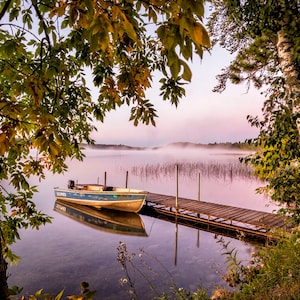 Vintage boat print Lund on a Minnesota lake photography print