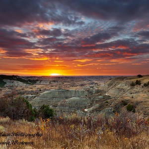 Theodore Roosevelt national park North Dakota landscape photography print Sunset in the park