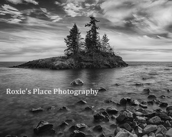 Lake Superior print black and white fine art landscape print