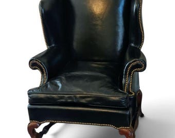 Rare Bicentennial Limited Edition Leather Wingback Chair by Leathercraft-Hickory NC
