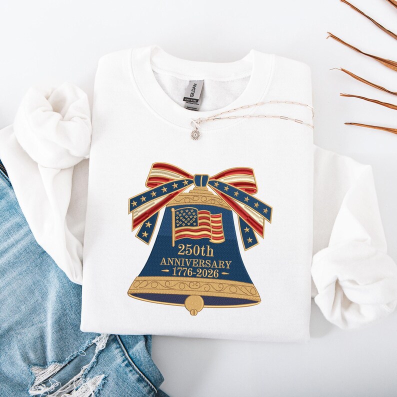 Patrioc Bell Ringer 250th Anniversary Liberty Bell Machine Embroidery, 4th of July ...