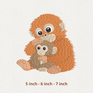 Baby Monkey Embroidery Design, Funny Art (Digital Download)
