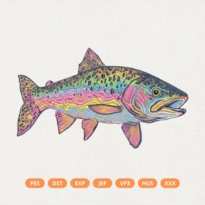 Preppy Fish Machine Embroidery Design, Bass Coastal Beach Machine Embroidery, Ocean Summer Animal, Trendy Fishing Patch, Dad Hat Bag