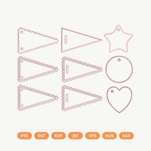 ITH Pennant Bag Charm Embroidery Design, Tote Bag Tag Charm Backpack Tag, Bag Tag Tie, Applique Keychain Embroidery File, Instant Download