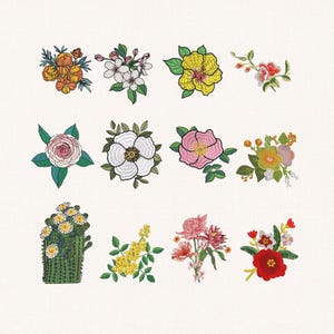 50+ Floral Machine Embroidery Design Bundle, Mini Flower Designs, Satin ...