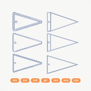 ITH Pennant Bag Charm Machine Embroidery 6 Design, Applique Keychain, Bunting Banner, Backpack Tag, Bag Tag Embroidery File Instant Download