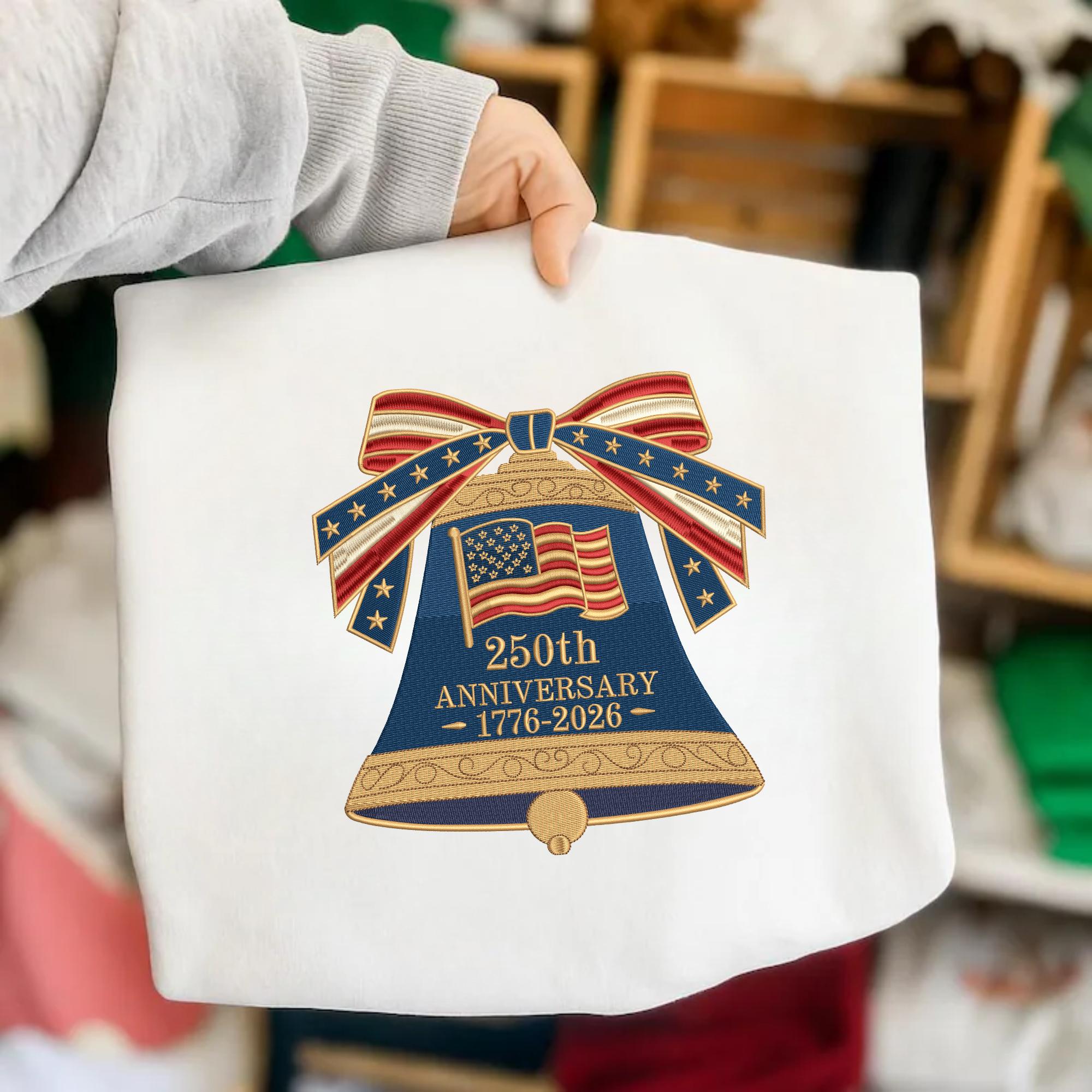 Patrioc Bell Ringer 250th Anniversary Liberty Bell Machine Embroidery, 4th of July ...