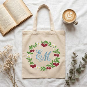 Cherry Monogram Machine Embroidery, Summer Floral Frame Embroidery ...