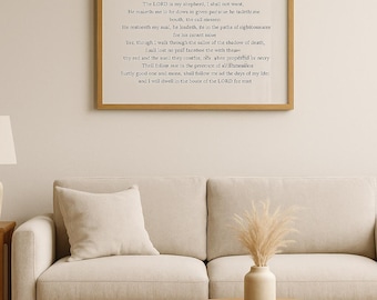 Psalm 23 KJV Printable Wall Art, Neutral Scripture (Digital Download)