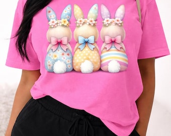 Cute Easter Bunny PNG, Pastel Bunny Clipart, Spring Bunny Shirt Design, Sublimation PNG, Kids & Women Easter