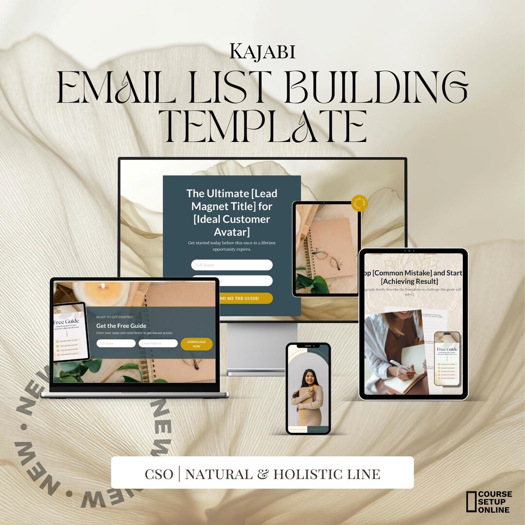 Natural Holistic Kajabi Email List Building Website Template for