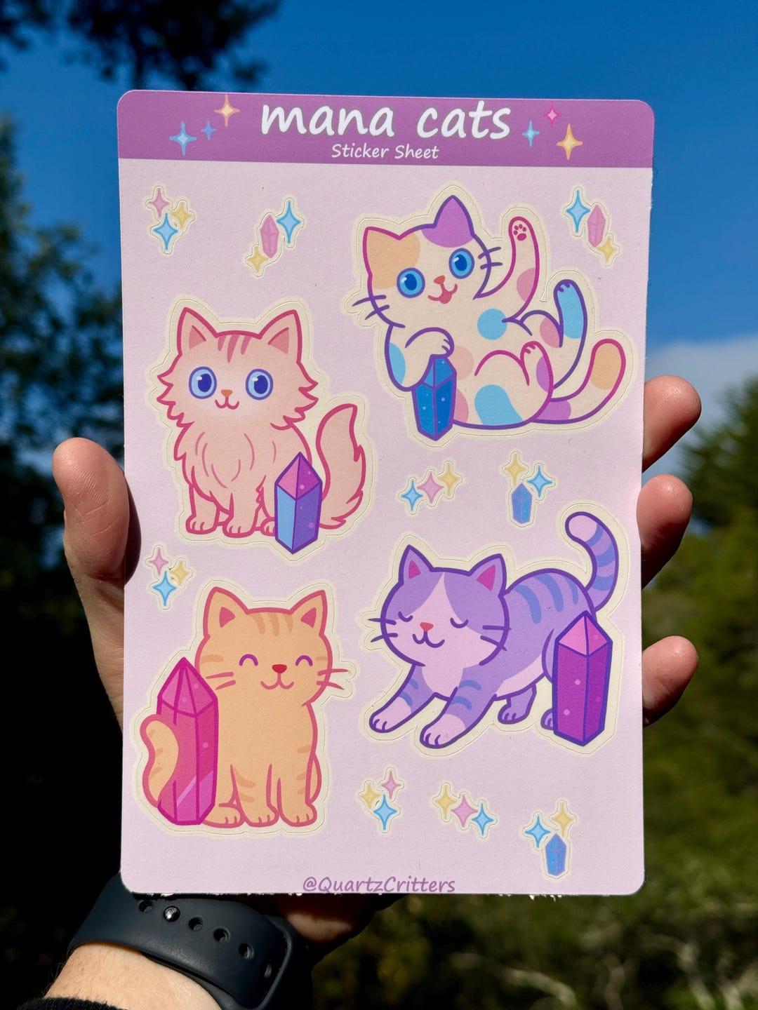 Kawaii Cat Sticker Sheet | Pastel Crystal Cat Stickers | Cute Magical ...