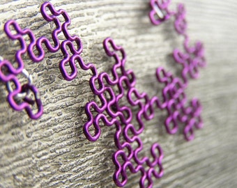 Fractal Necklace - Dragon Curve - 8th Iteration in Amethyst